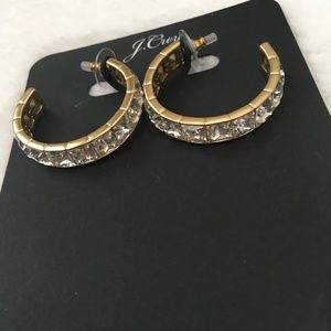J.Crew Women's Square Gem Hoop Earrings in Clear Crystal AF753